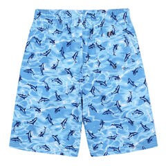 Boys' Mano Swim Trunk in Shark Print (8-20),Star Turquoise,large