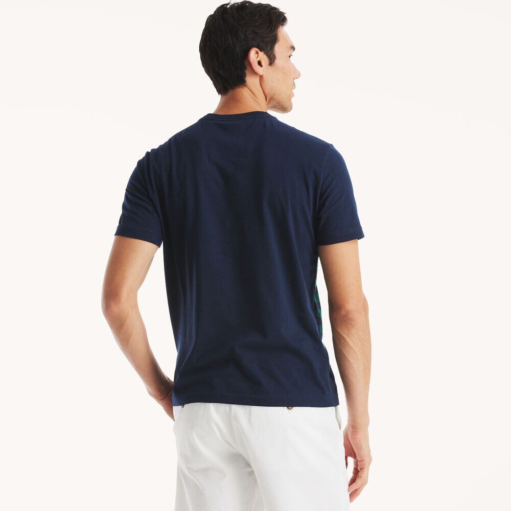 Striped Crewneck T-Shirt,Stellar Blue Heather,large