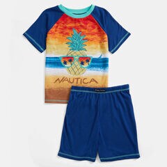 BOYS' PINEAPPLE GRAPHIC 2PC SLEEP SHORT SET (8-20),Ice Blue,large