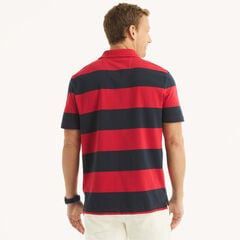 Classic Fit Striped Polo,Tango Red,large