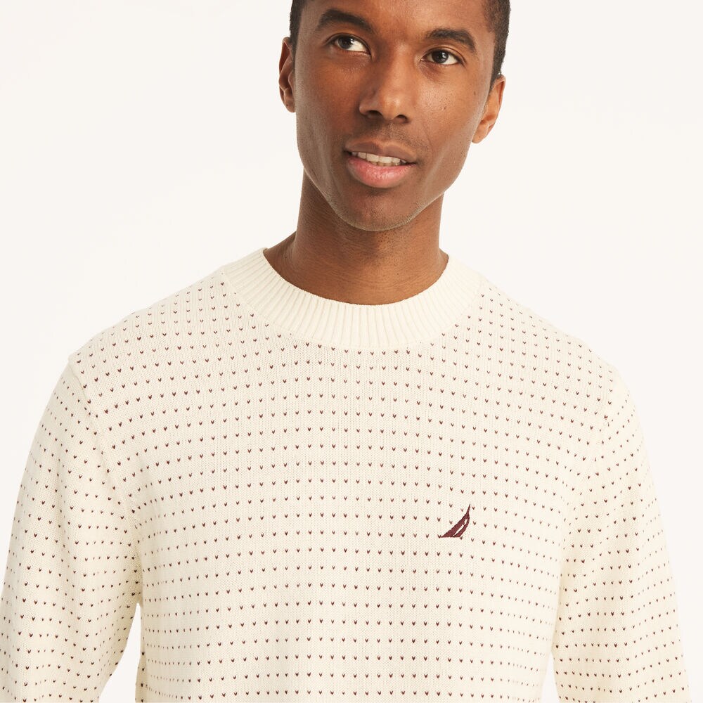 Jacquard Crewneck Sweater,Marshmallow,large