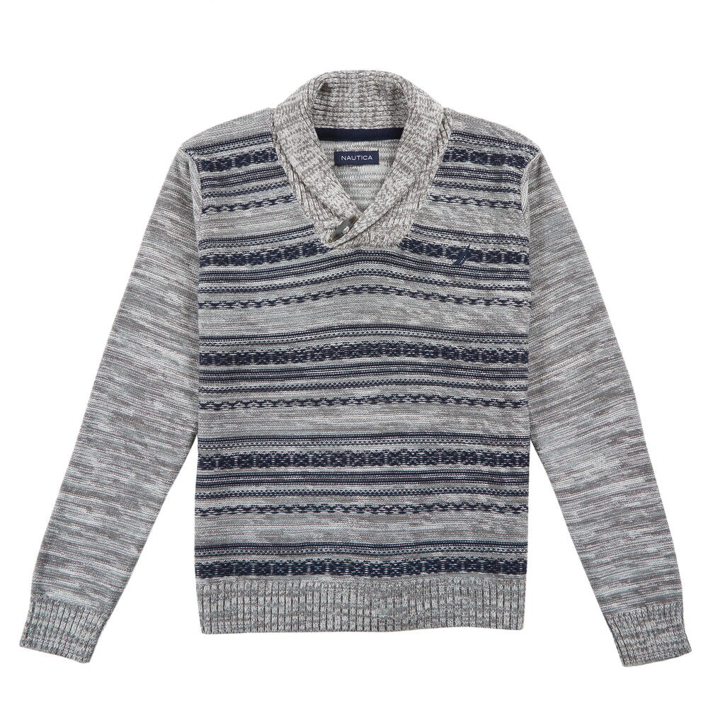  Boys' Reverse Stripe Sweater (8-16),Grey Heather,large