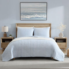 Coleridge Stripe Blue Full Queen Quilt-Sham Set,Navy Dusk,large
