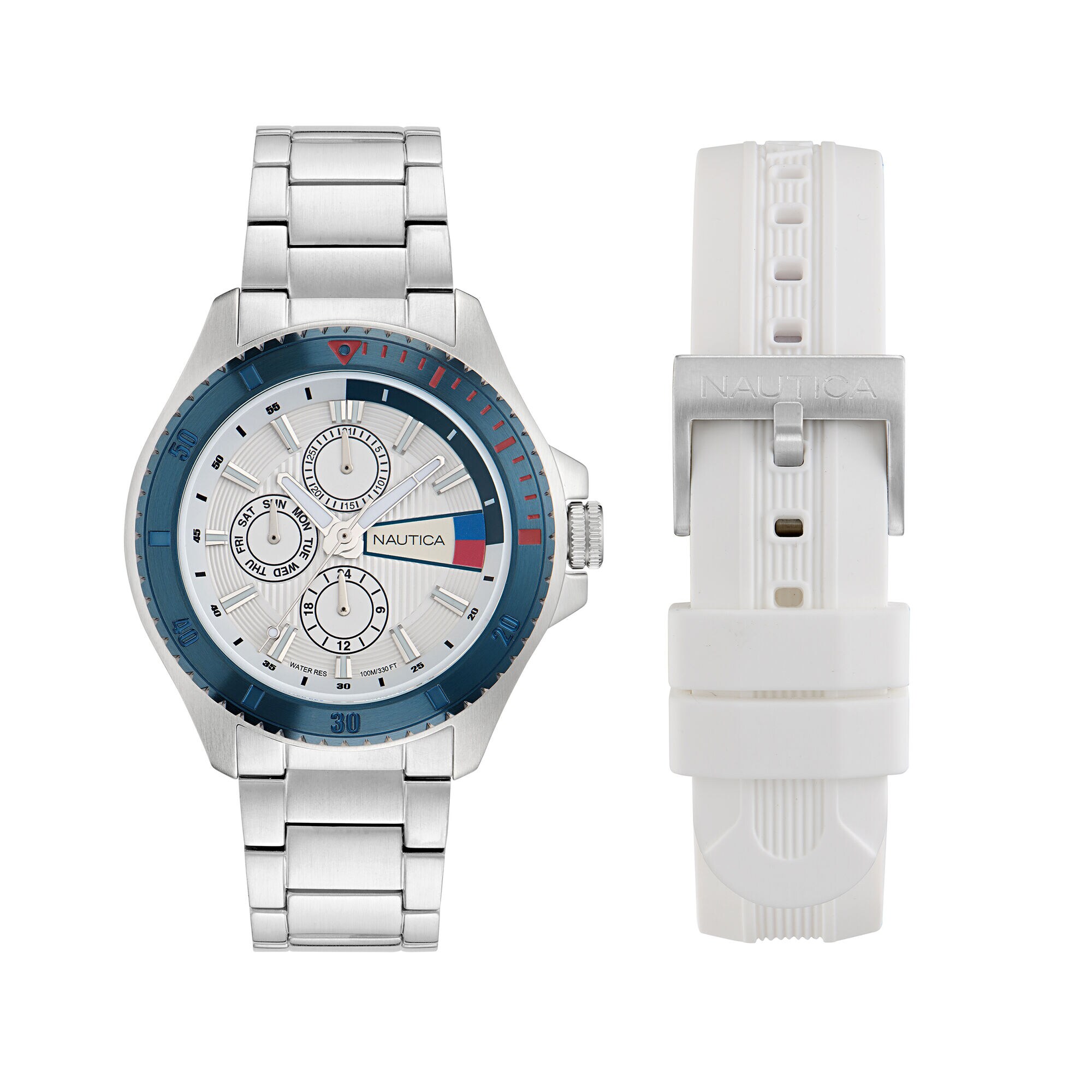 Nct Leeway Multi-Function Recycled Stainless Steel And Silicone Strap Watch Set (00656086112603) photo