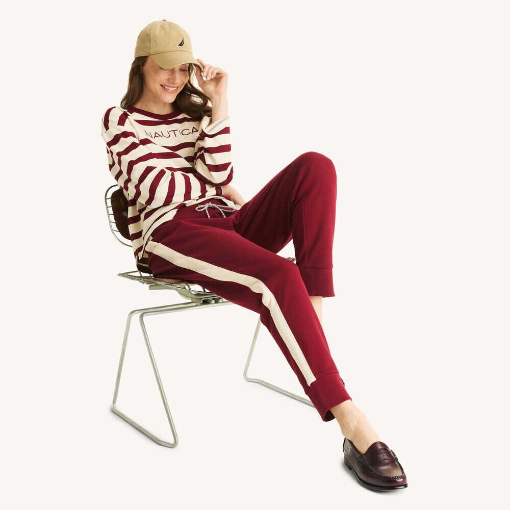 Striped Crewneck Sweatshirt,Sail White,large