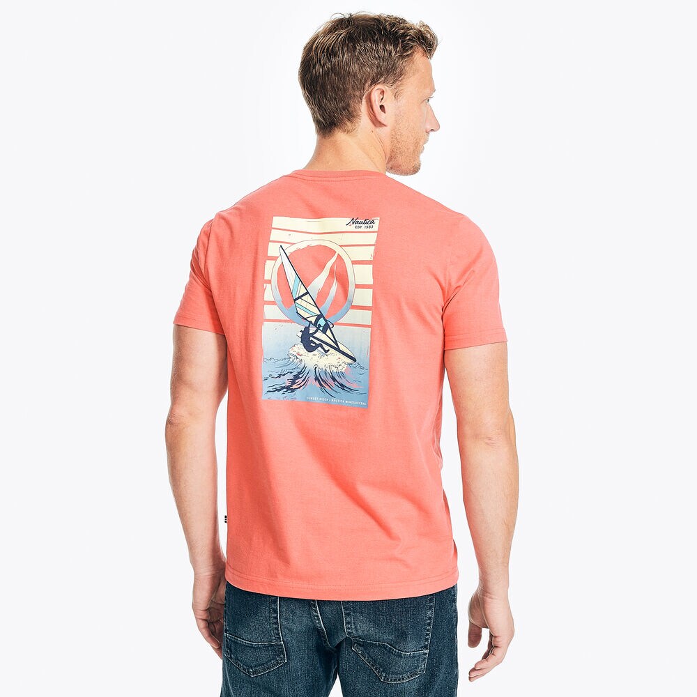 BIG & TALL SUSTAINABLY CRAFTED SURFING GRAPHIC T-SHIRT,Glory Red,large