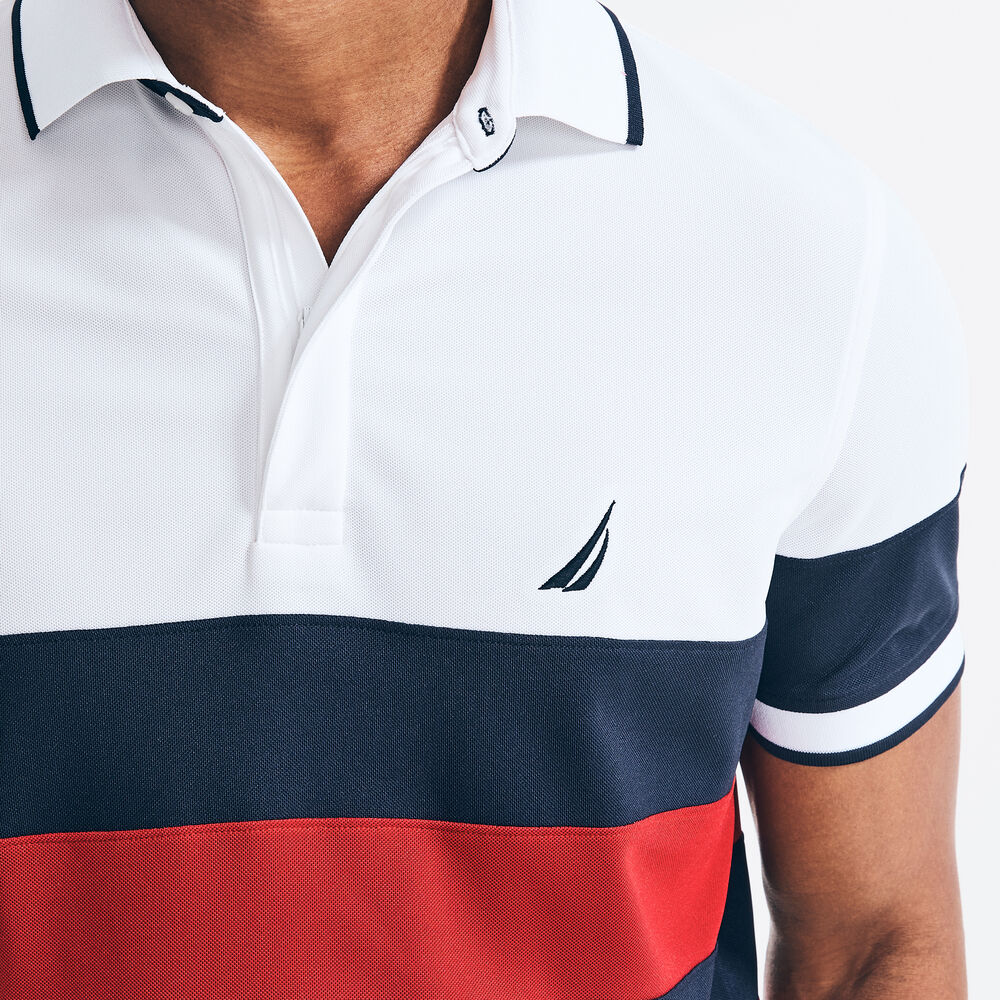 NAVTECH SUSTAINABLY CRAFTED CLASSIC FIT STRIPED POLO,Bright White,large