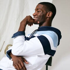 COLORBLOCK PULLOVER HOODIE,Bright White,large