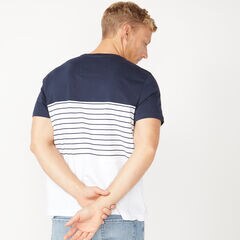 CLASSIC FIT COLORBLOCK T-SHIRT,Navy,large