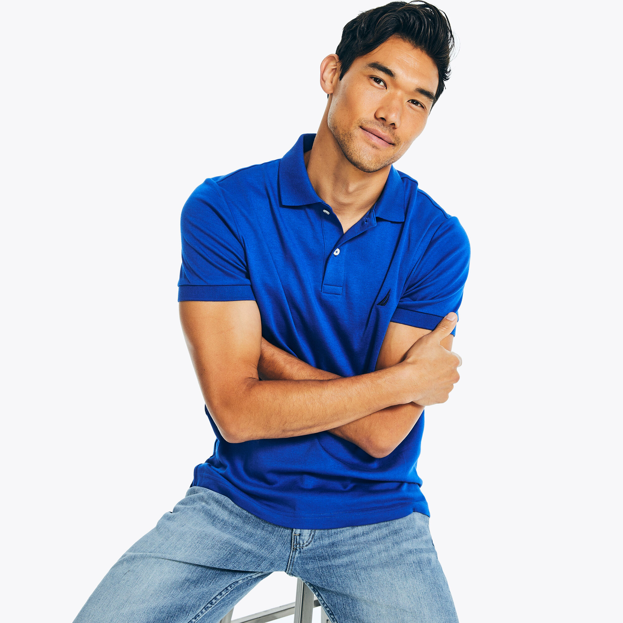 Slim Fit Deck Polo,Bright Cobalt,large