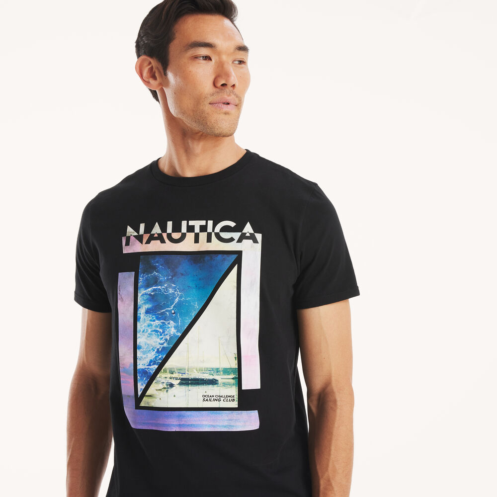 Modern Sailing Graphic T-Shirt,True Black,large