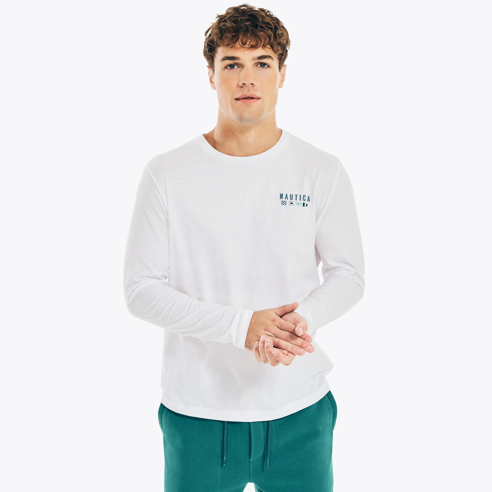 OCEAN GRAPHIC LONG-SLEEVE T-SHIRT,Bright White,large