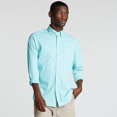 Classic Fit Non-Iron Performance Poplin Shirt in Micro Gingham,Anchor Blue Heather,large