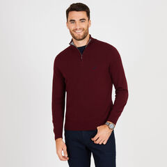 Big & Tall Quarter-Zip Mock-Neck Sweater,Royal Burgundy,large