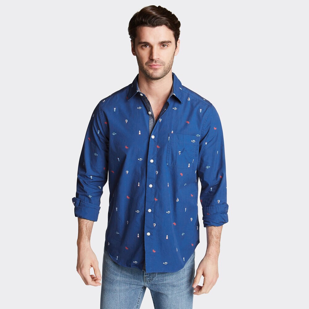 CLASSIC FIT POPLIN SHIRT IN PRINT,Limoges,large
