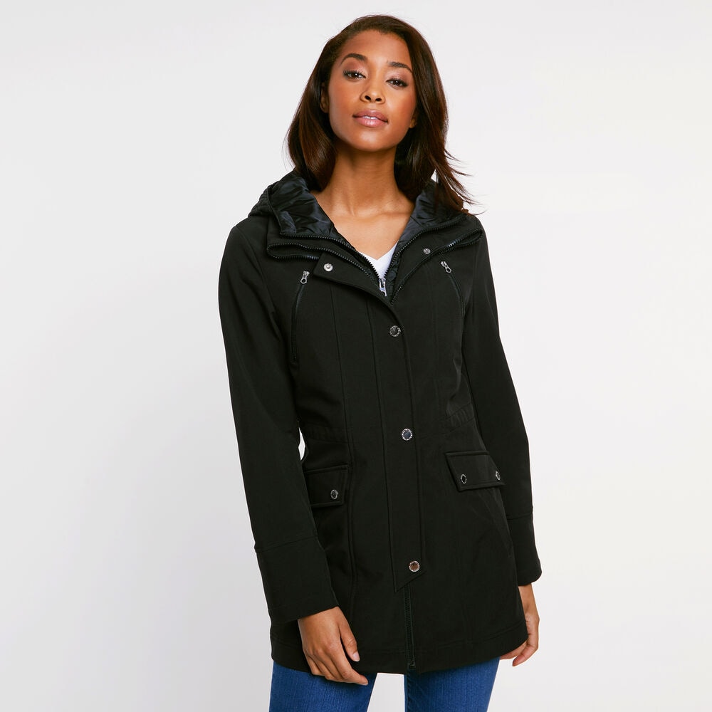 Softshell Jacket with Quilted Underlay,True Black,large