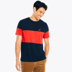 Colorblock Crewneck T-Shirt,Stellar Blue Heather,large