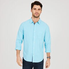 Solid Long Sleeve Classic Fit Button Down,Bali Bliss,large