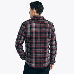 Quilted Flannel Shirt Jacket,Grey Heather,large