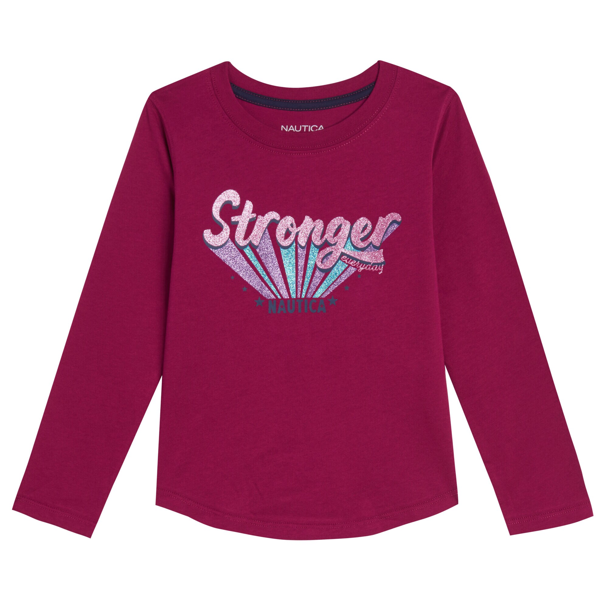 GIRLS' STRONGER THAN EVER LONG-SLEEVE T-SHIRT (7-16),Dusty Pink,large
