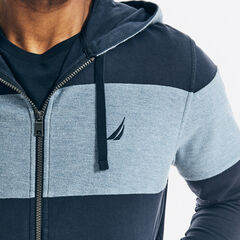 COLORBLOCK FRENCH TERRY ZIP HOODIE,Navy,large