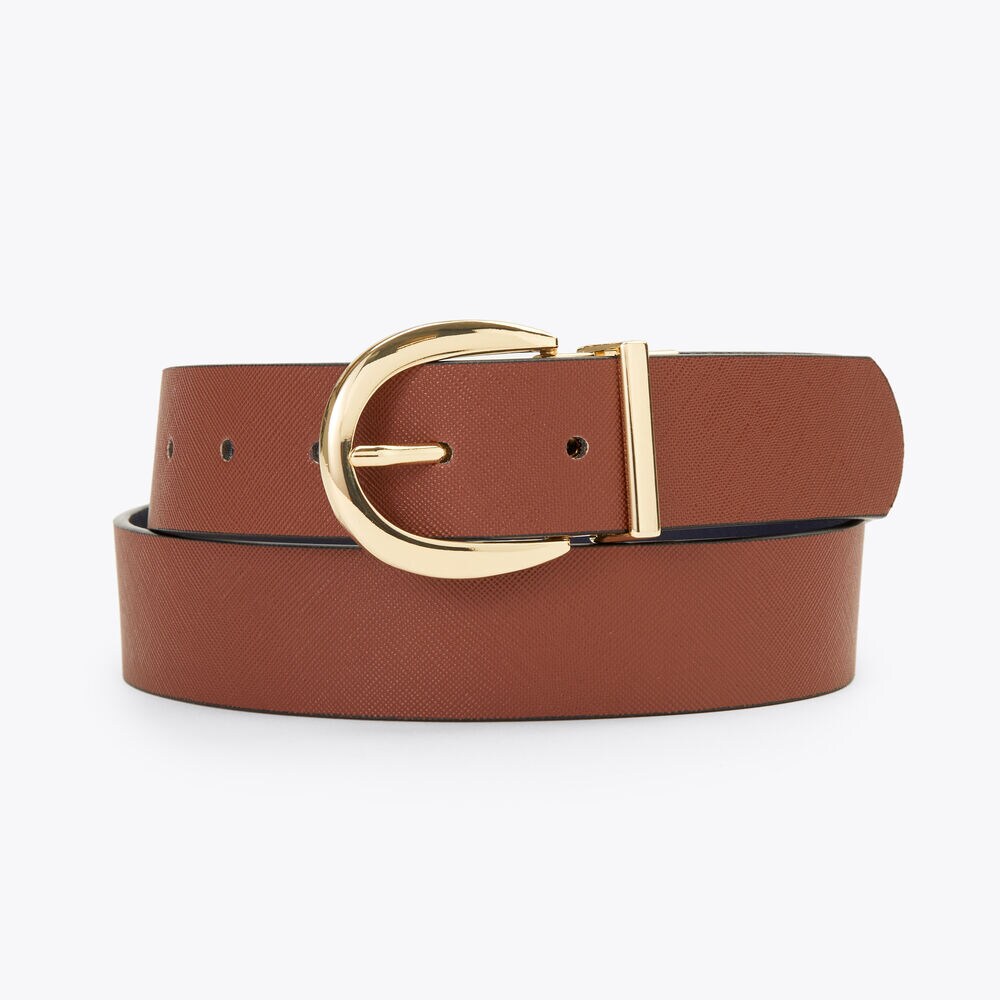Reversible Leather Belt,Charcoal Blue Heather,large