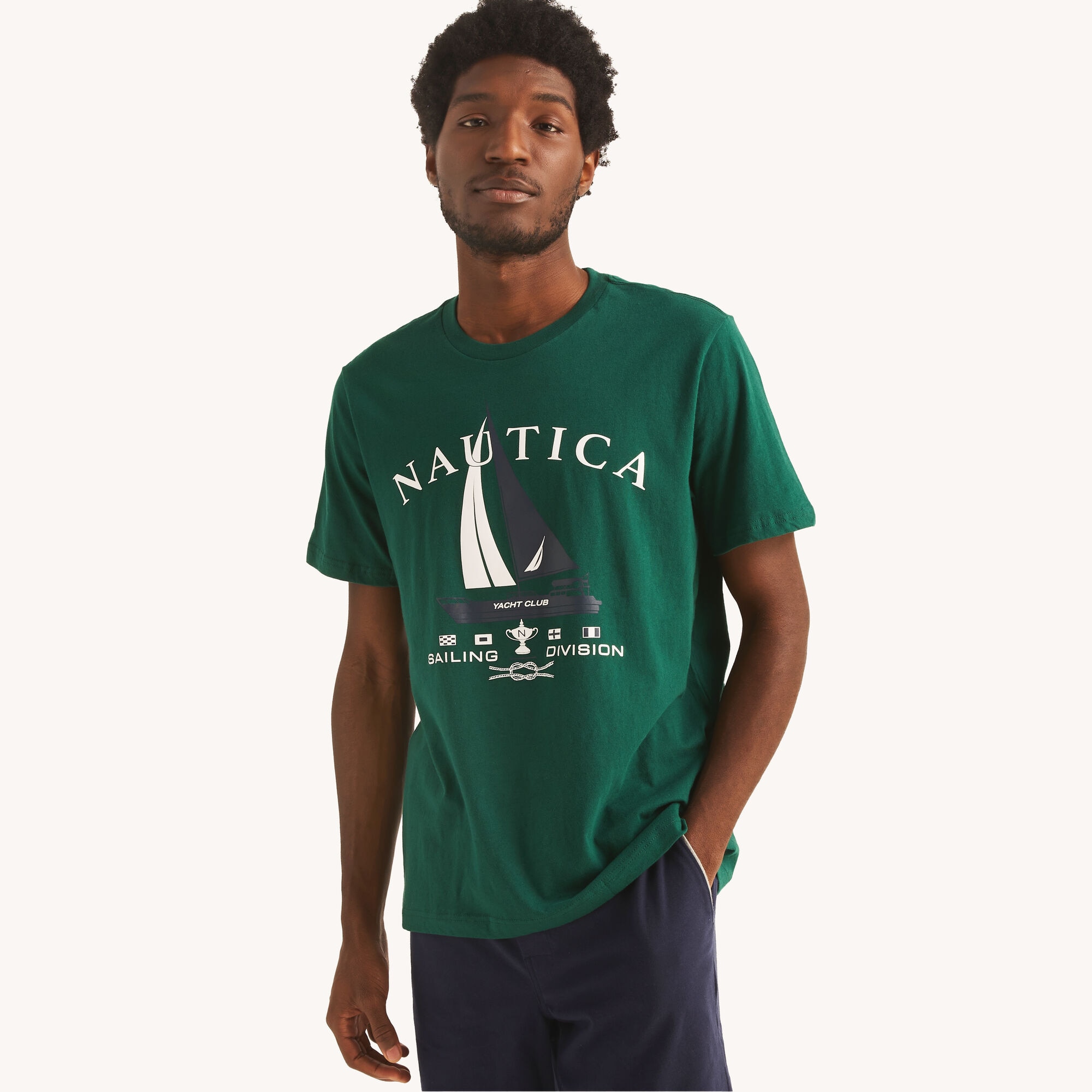 Sailing Division Graphic Sleep T-Shirt,Cosmic Fern,large