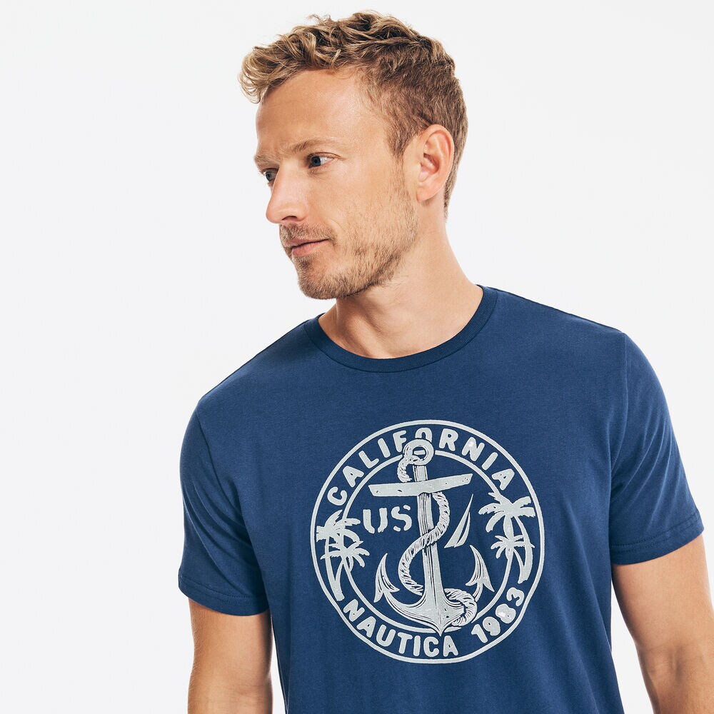 Short Sleeve California Anchor Tee,Blue Depths,large