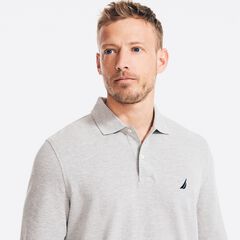 CLASSIC FIT LONG-SLEEVE POLO,Grey Heather,large