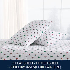 Holiday Sails Twin Flannel Sheet Set,Snow White,large