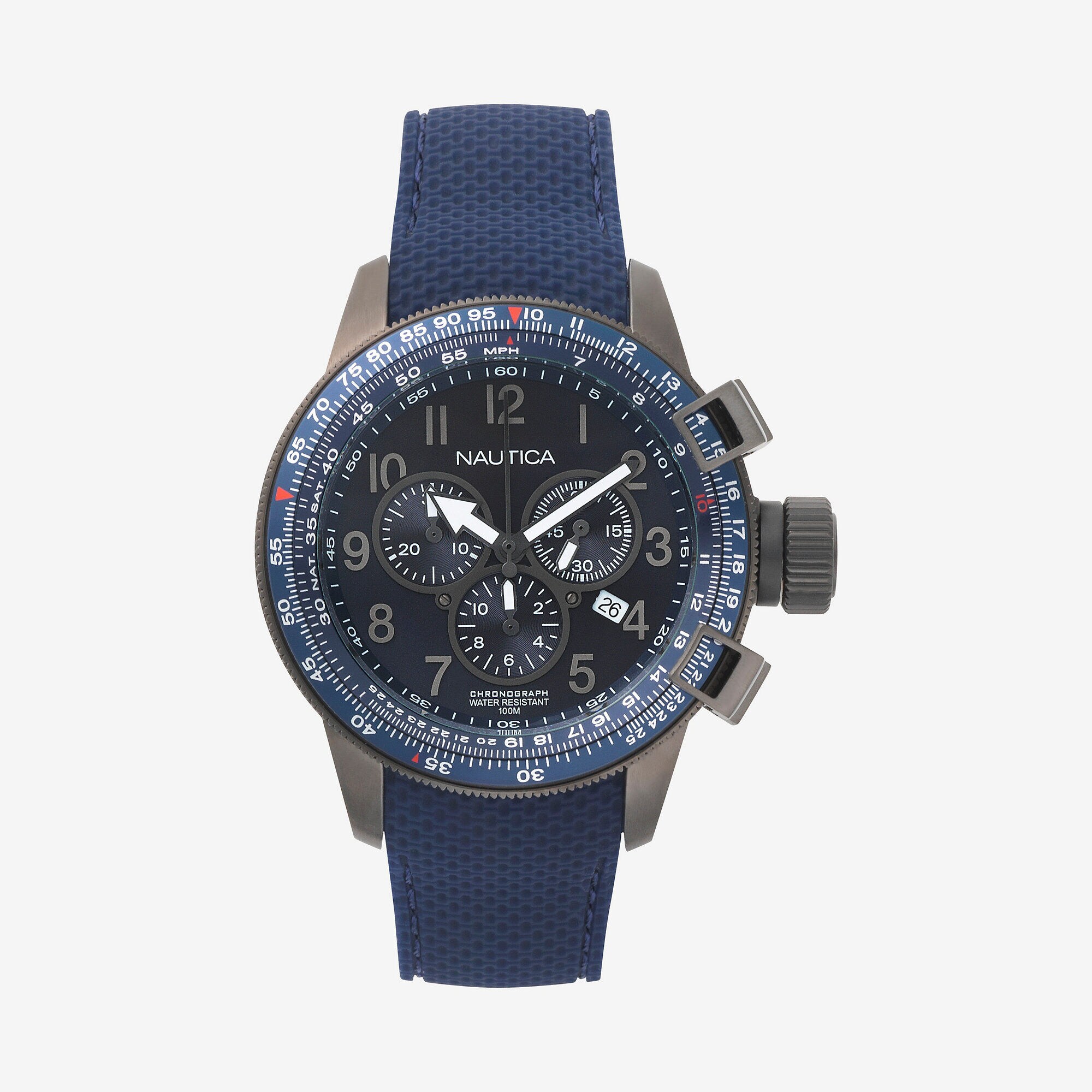 Galley Chronograph Watch with 2 Interchangeable Straps,Ice Blue,large