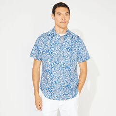 TROPICAL FLORAL PRINT SHORT SLEEVE SHIRT,Clear Sky Blue,large