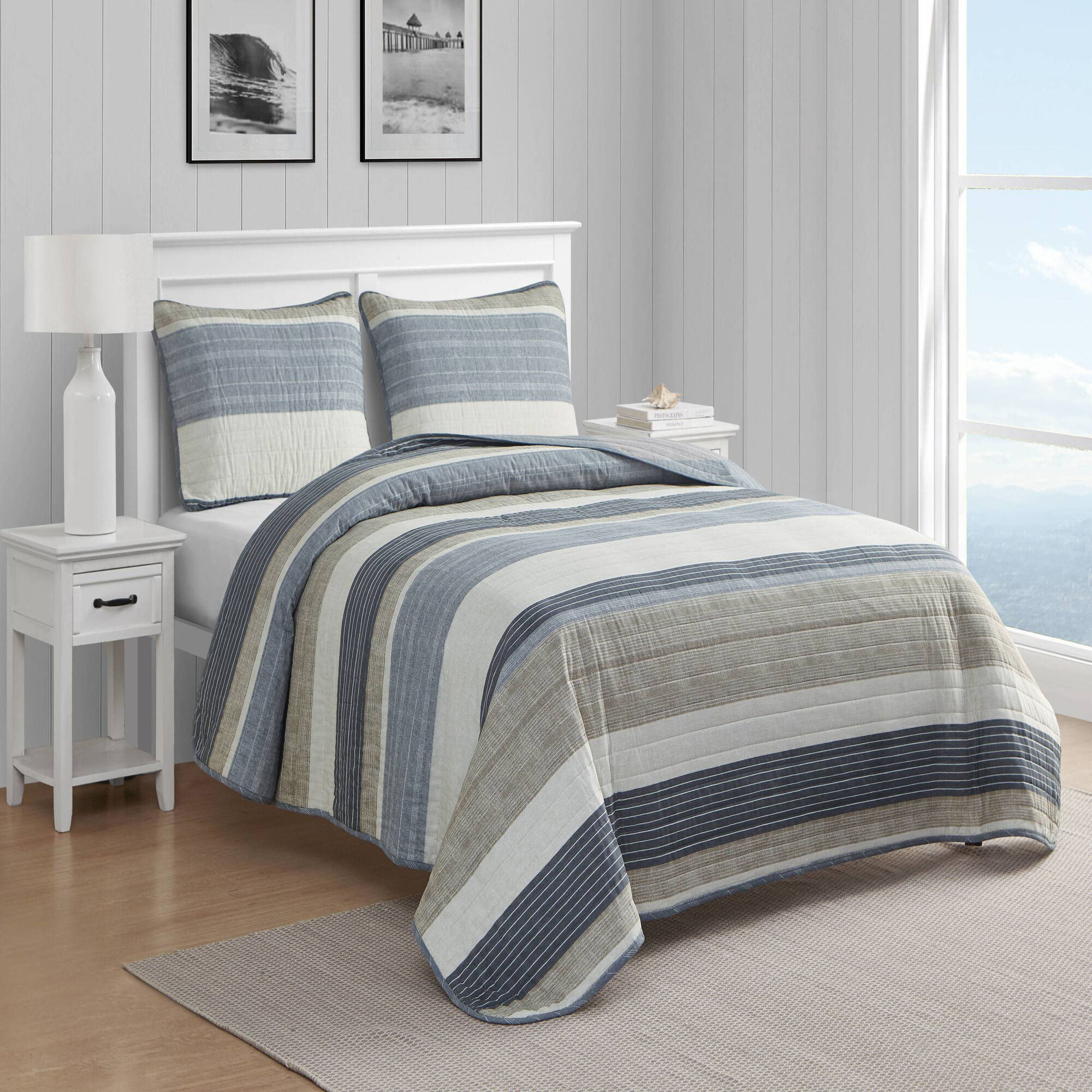 RIDGEPORT BEIGE TWIN REVERSIBLE QUILT AND SHAM SET,Tan,large