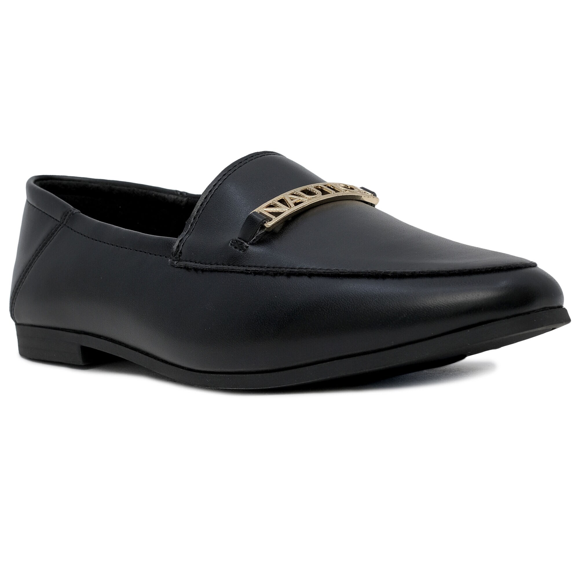 Faux Leather Loafer,Black,large