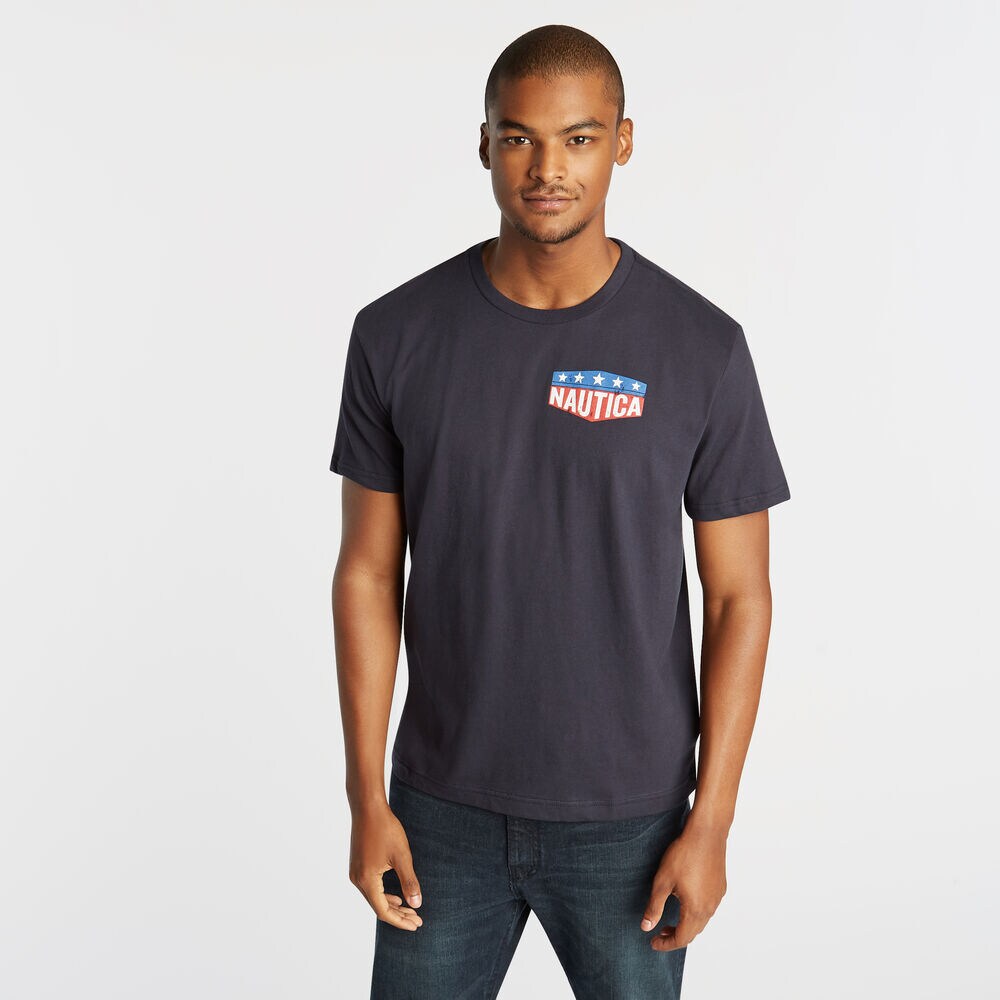 STARS AND ANCHOR GRAPHIC T-SHIRT,Navy,large