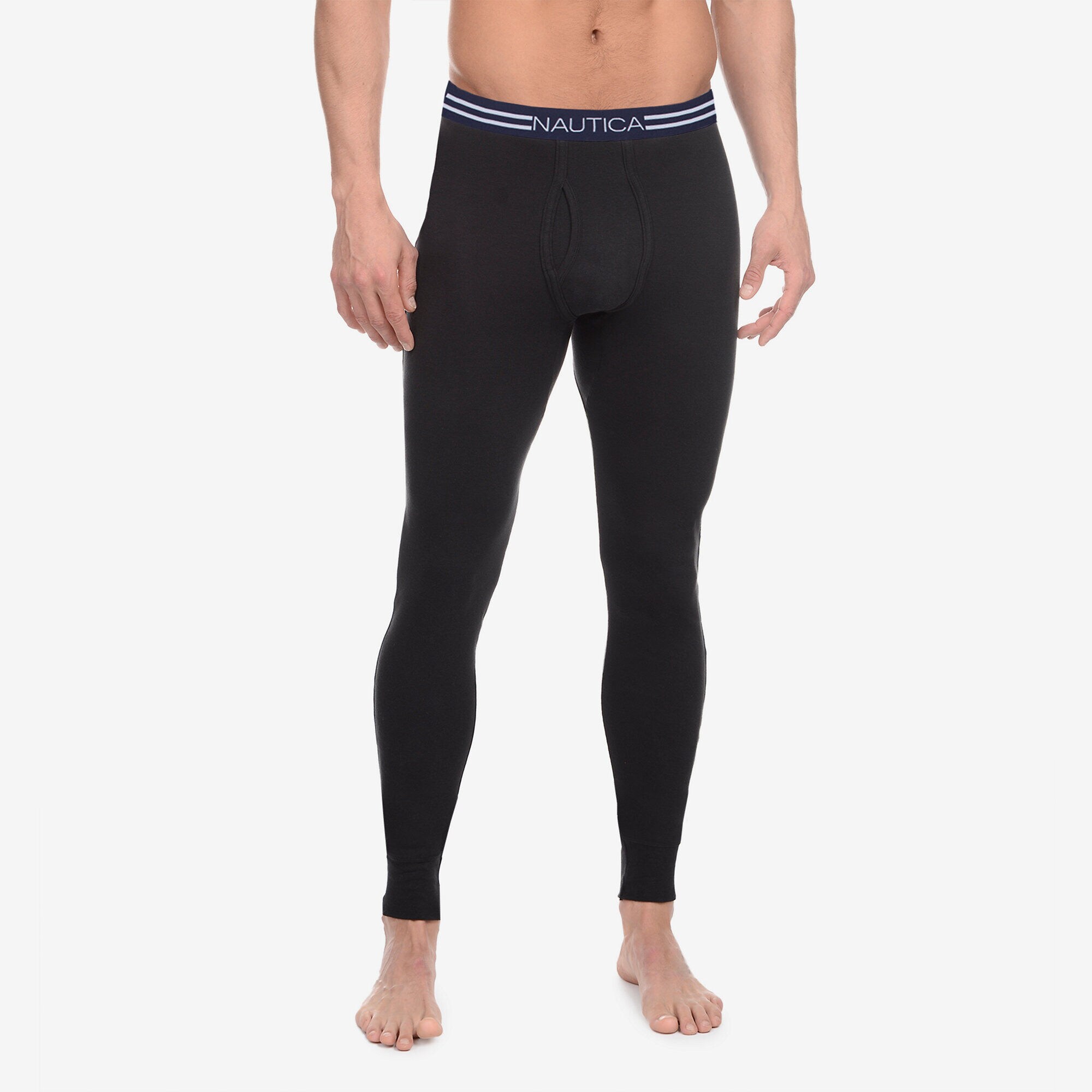 Cotton Long Underwear Long John,True Black,large