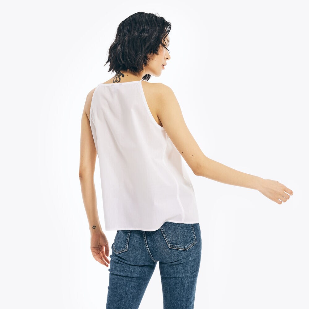 LATTICE PINTUCK TANK TOP,Bright White,large