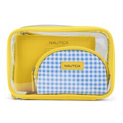 Gingham Travel Case Trio,Rolling River Wash,large