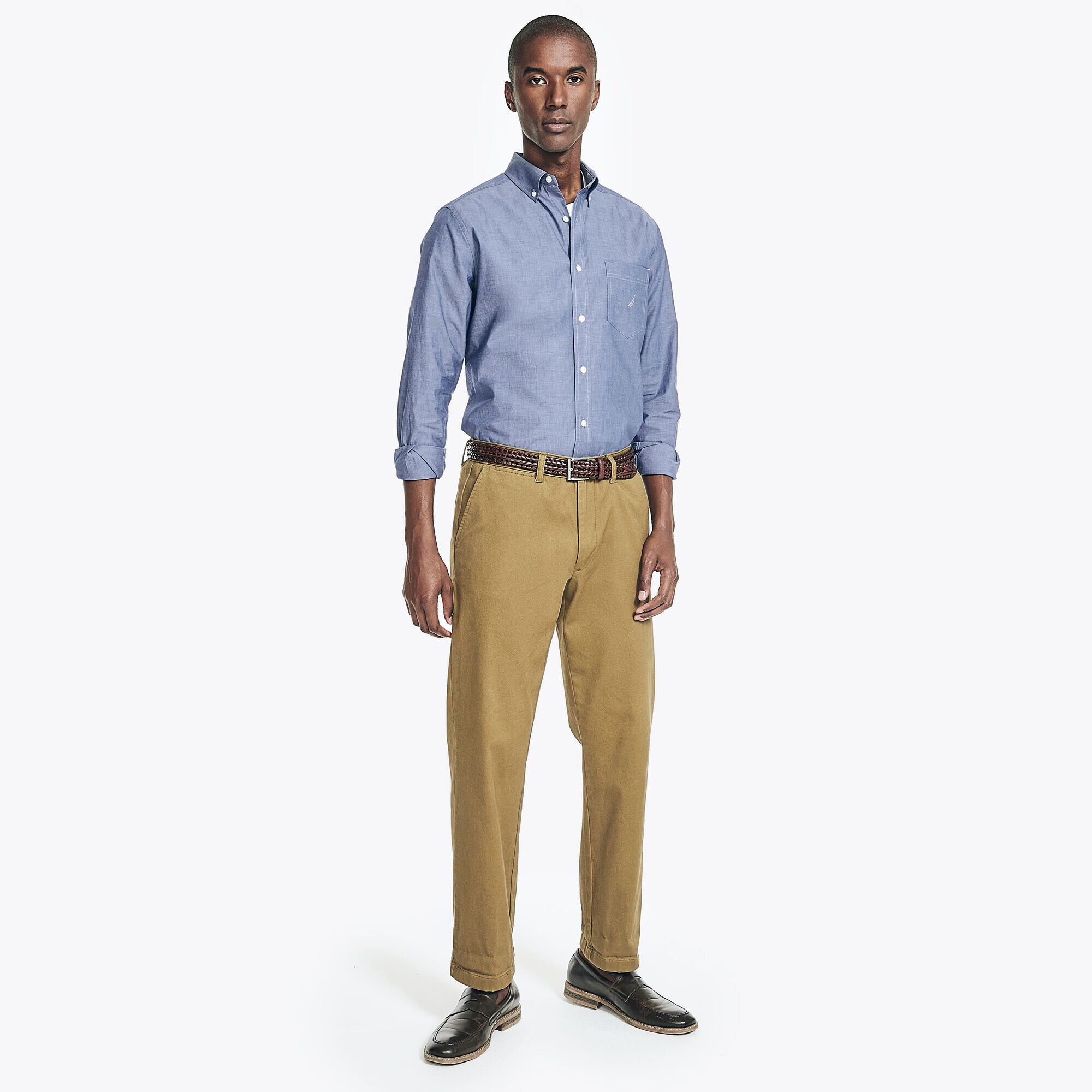 Soft Wash Long Sleeve Classic Fit Shirt,Riviera Blue,large