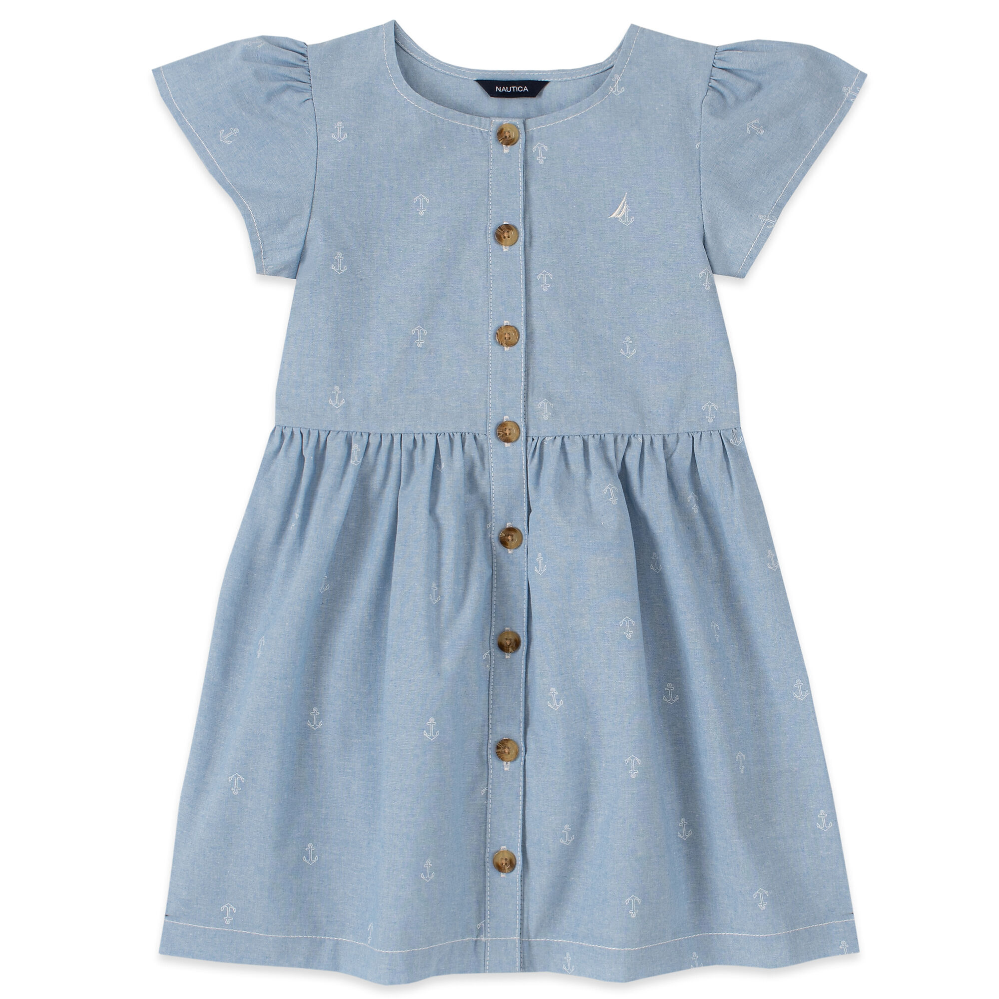 TODDLER GIRLS' ANCHOR PRINT CHAMBRAY DRESS (2T-4T),Nite Sea Heather,large