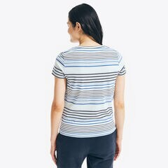 STRIPED TIE-FRONT TOP,Aqua Splash,large