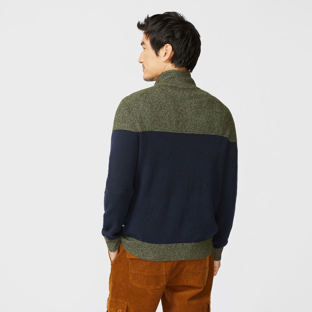 SUSTAINABLY CRAFTED COLORBLOCK SWEATER,Navy,large