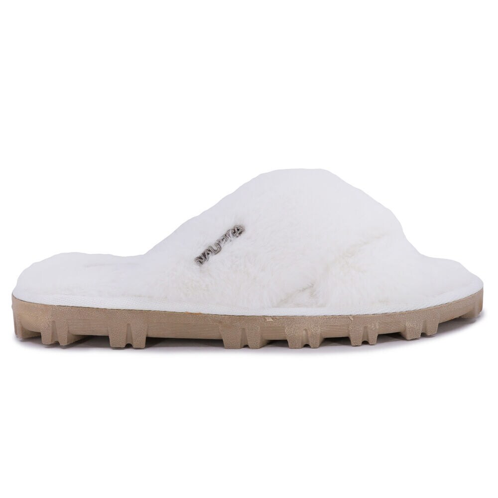 FAUX-FUR CRISSCROSS SLIDE SANDAL,Bright White,large