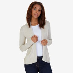 Textured Stripe Flyaway Cardigan,Sand Drift,large