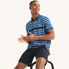 Navtech Striped Classic Fit Polo,Windsurf Blue,large