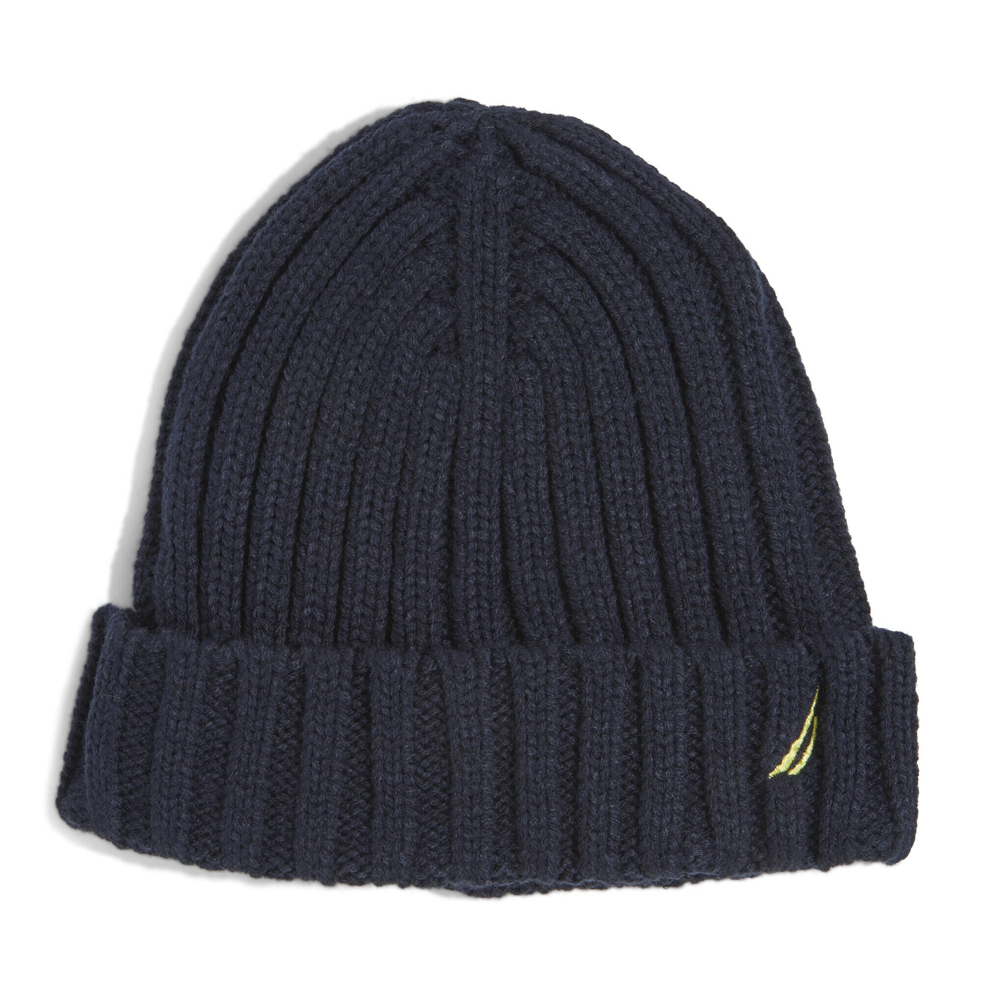 RIBBED KNIT CUFF HAT,Navy,large