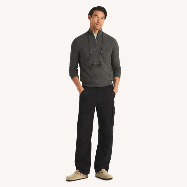 Textured Logo Quarter-Zip Sweater