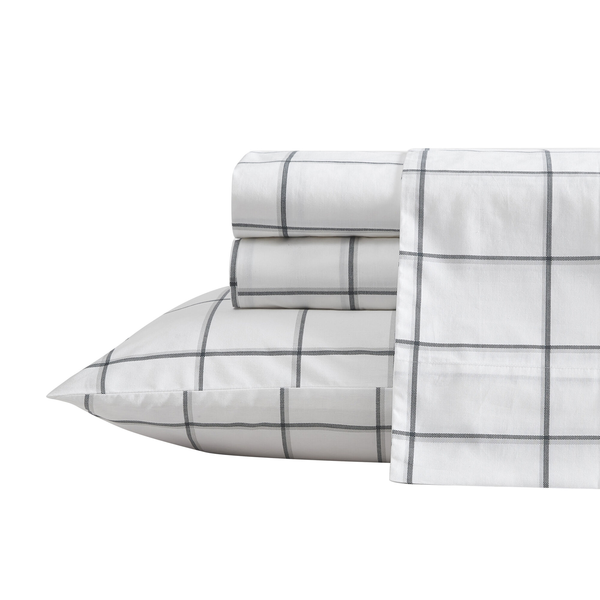 PLOT BLACK QUEEN SHEET SET,Black,large