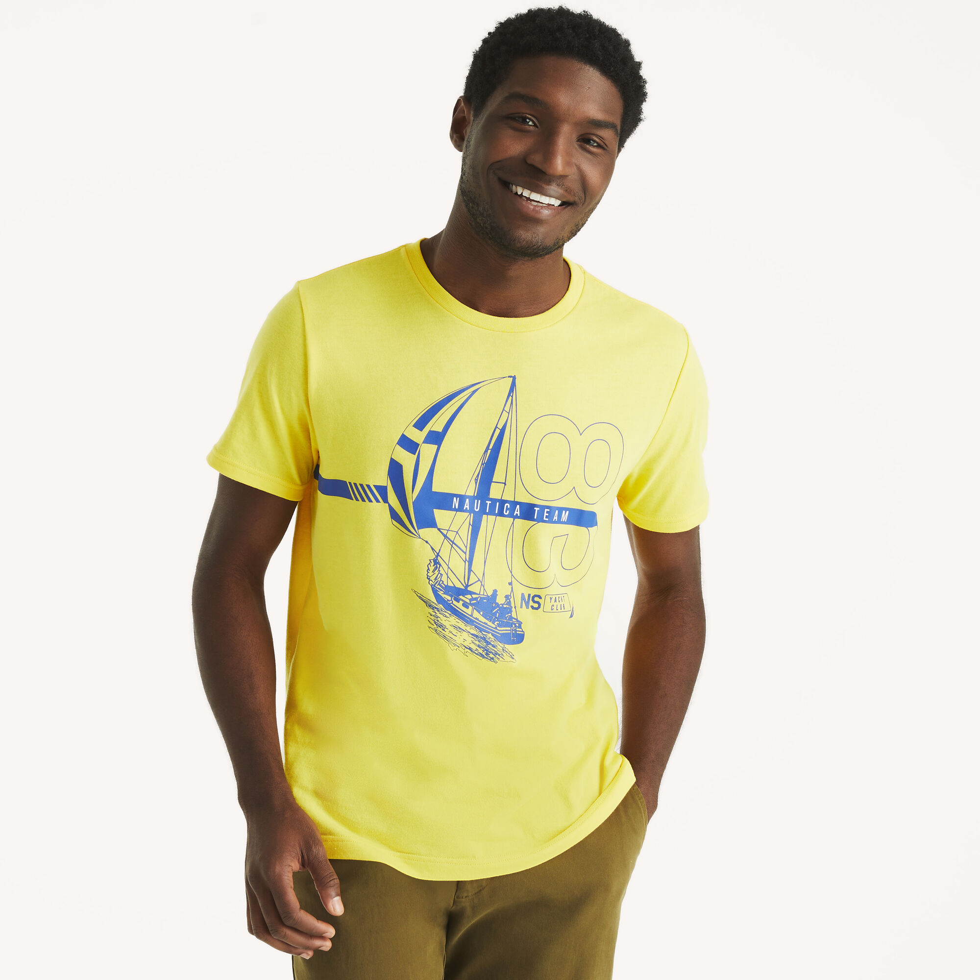 Nautica Team Graphic T-Shirt,Marigold,large