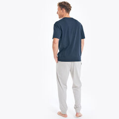 LOGO GRAPHIC T-SHIRT PAJAMA PANT SET,Navy,large